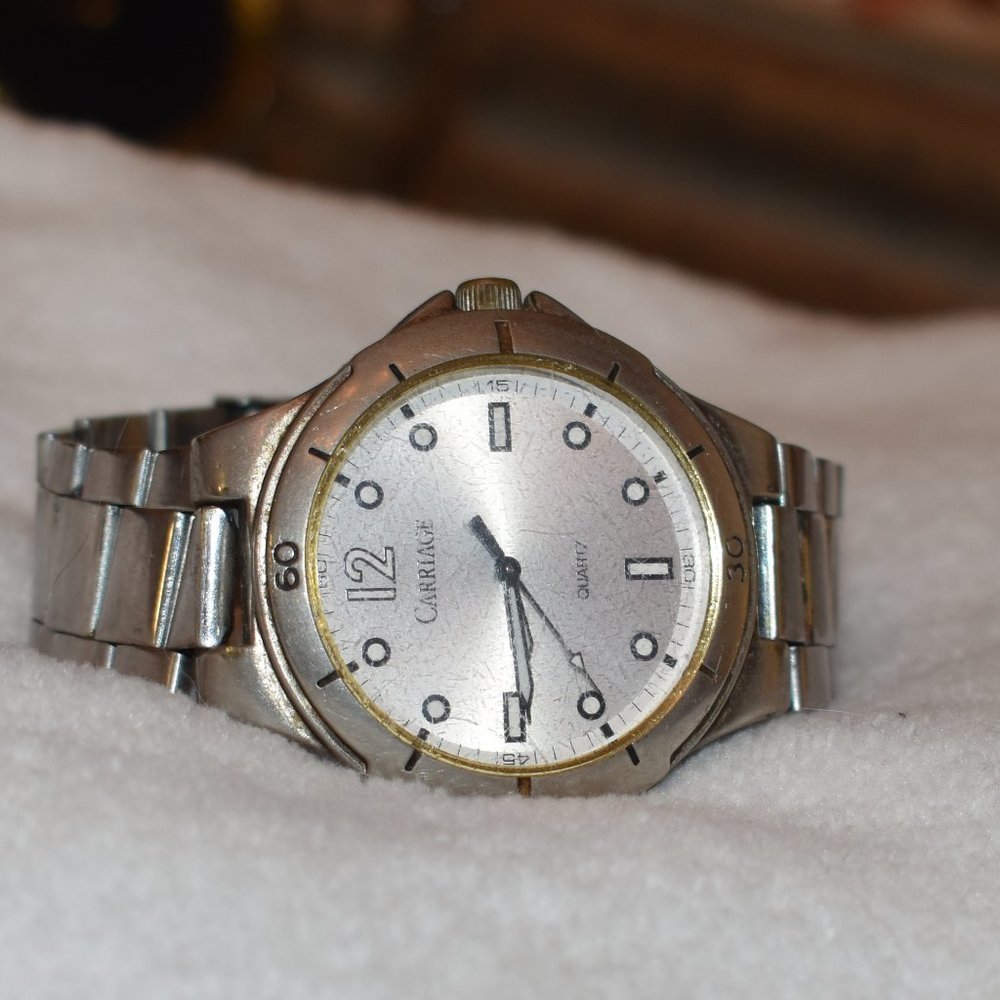 Vintage Timex Carriage Quartz Watch Silver/Silver - Picture 1 of 13